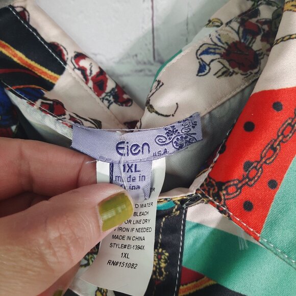 Eien Pleated Geometric Print Collar Midi dress - Picture 10 of 11